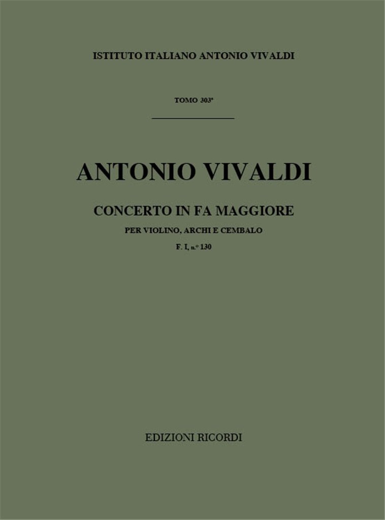 Concerti Per Vl., Archi E B.C.: In Fa Rv 295